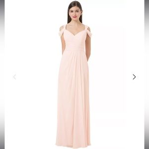 Bill Levkoff Slate Blue Chiffon Sweetheart A-line Off The Shoulder Dress Size 6